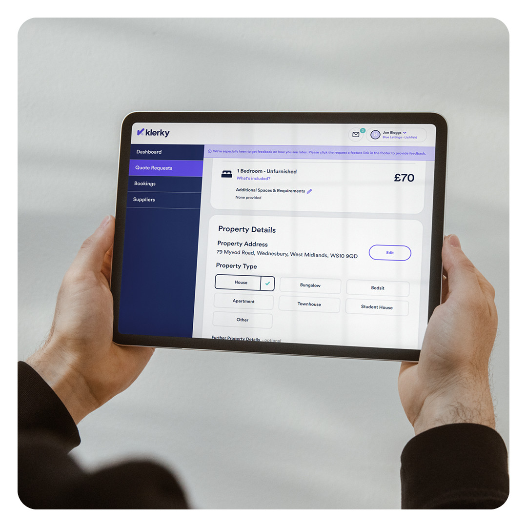 Klerky tablet view